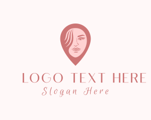 Beauty Lounge - Girl Face Location Pin logo design