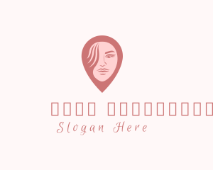 Pink Hair - Girl Face Location Pin logo design