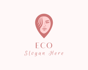 Beauty Lounge - Girl Face Location Pin logo design
