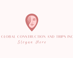 Hair Product - Girl Face Location Pin logo design