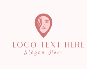 Facial Care - Girl Face Location Pin logo design