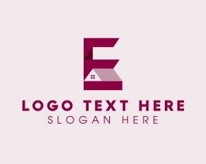 Magenta - House Roof Property Letter E logo design