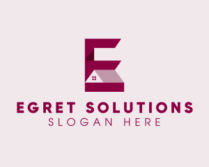 House Roof Property Letter E logo design