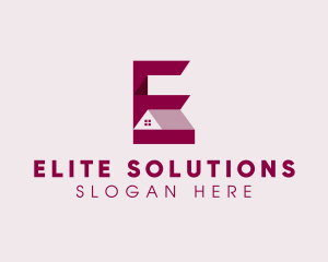 House Roof Property Letter E logo design