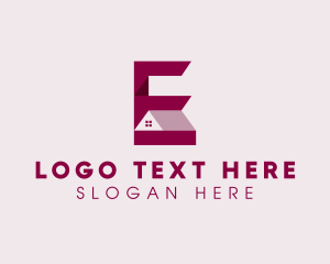 Real Estate - House Roof Property Letter E logo design