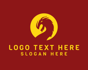 Golden - Angry Dragon Silhoutte logo design