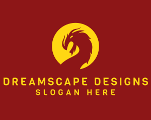 Fictional - Angry Dragon Silhoutte logo design