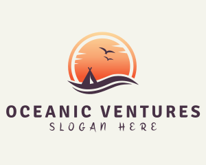 Sunset Tent Vacation logo design