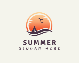 Sunset Tent Vacation logo design