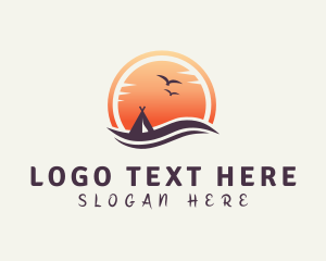 Tropical - Sunset Tent Vacation logo design