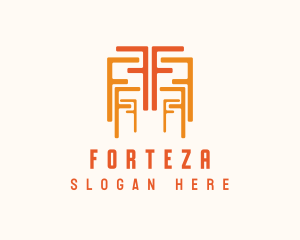 Orange Letter F Pattern logo design