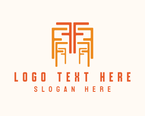 Art - Orange Letter F Pattern logo design