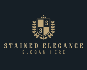 Wreath Shield Academy logo design