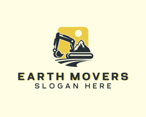 Excavation - Mountain Excavator Machinery logo design