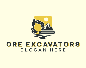 Mountain Excavator Machinery logo design