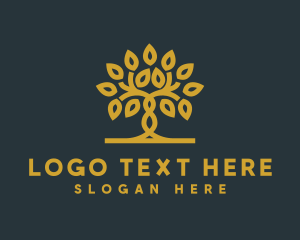 Hospice - Golden Tree Leaves logo design