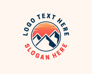 Destination - Mountain Sunset Campsite logo design