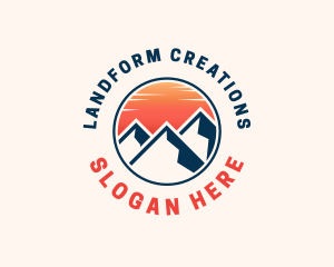 Landform - Mountain Sunset Campsite logo design