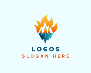 Heating - Iceberg Heat Flame logo design