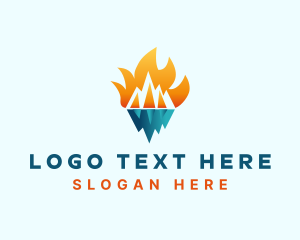 Heating - Iceberg Heat Flame logo design