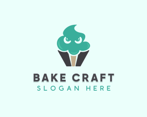 Cupcake Muffin Ghost logo design