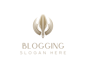 Blog Writing Quill logo design