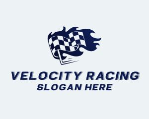 Flaming Racing Flag logo design