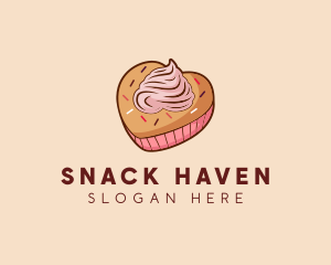 Heart Pastry Muffin logo design