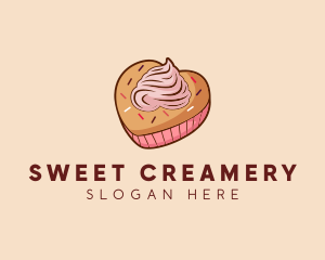 Heart Pastry Muffin logo design