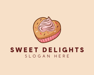 Heart Pastry Muffin logo design