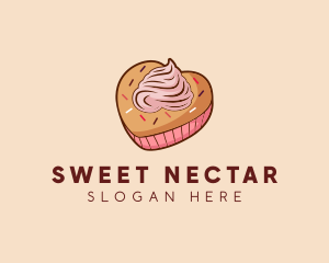 Heart Pastry Muffin logo design