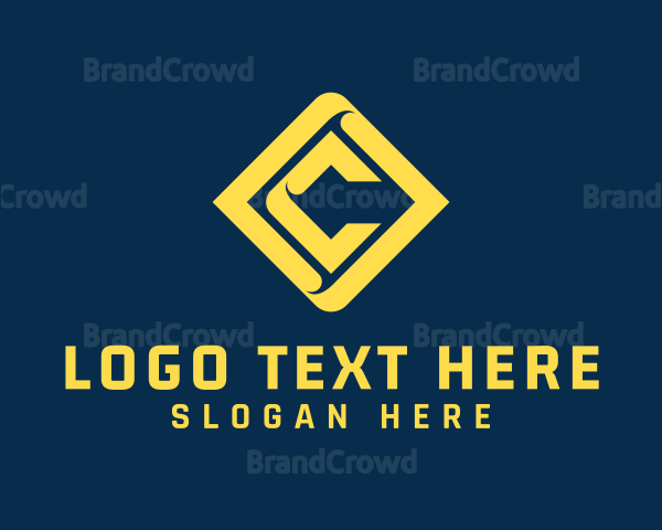 Yellow Diamond Business Letter C Logo