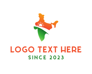 Geography - India Sunrise Map logo design