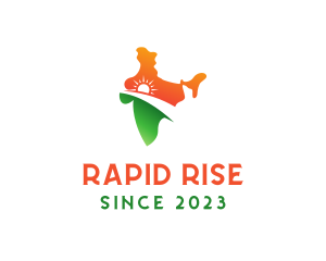 India Sunrise Map Logo