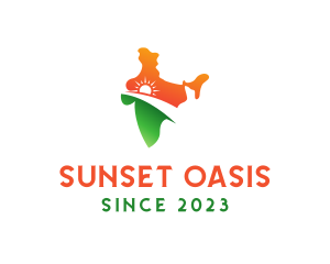 India Sunrise Map logo design