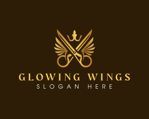 Barber Wings Scissors logo design