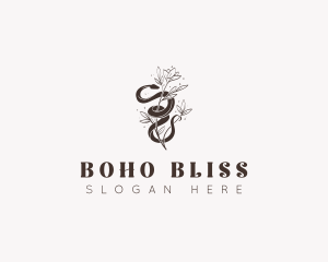 Snake Floral Boho logo design