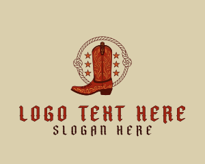 Leather - Leather Cowboy Boot logo design