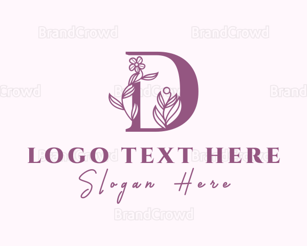 Purple Floral Letter D Logo