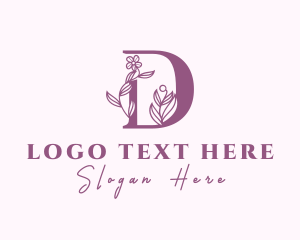 Purple - Purple Floral Letter D logo design