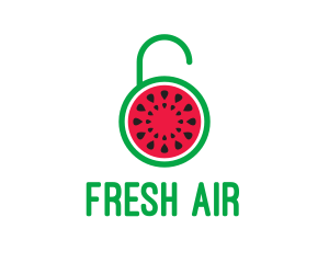 Watermelon Fruit Lock  logo design