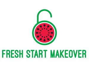 Watermelon Fruit Lock  logo design