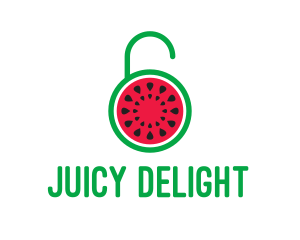 Juicy - Watermelon Fruit Lock logo design