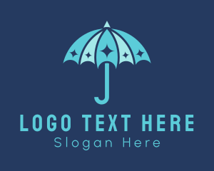 Umbrella - Blue Sparkle Umbrella logo design