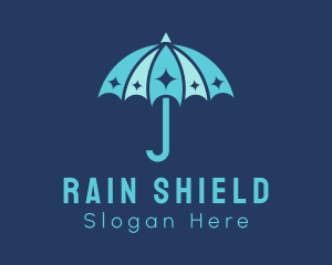 Umbrella - Blue Sparkle Umbrella logo design