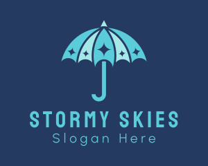 Blue Sparkle Umbrella  logo design