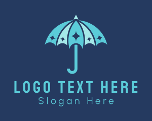 Weather Report - Blue Sparkle Umbrella logo design
