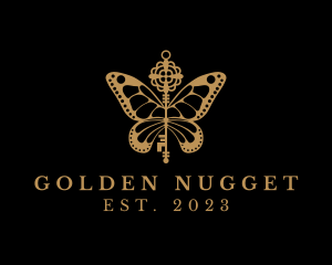 Golden Butterfly Key logo design