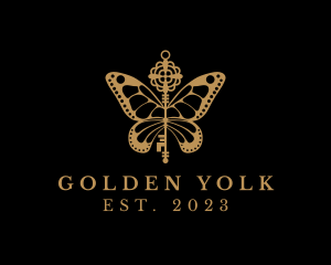 Golden Butterfly Key logo design