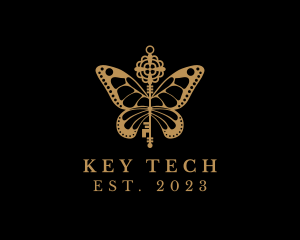 Golden Butterfly Key logo design